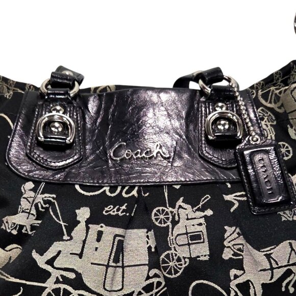 Coach Ashley F15656 Black Horse & Carriage Anniversary Satchel Handbag Purse - Picture 3 of 15
